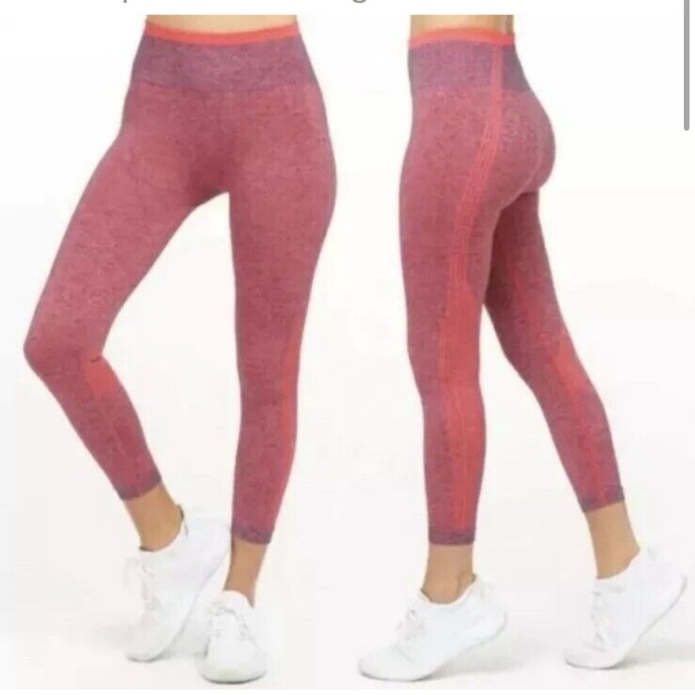 Spanx Seamless Sculpt Leggings Pants Spacedye Coral Punch Size Medium